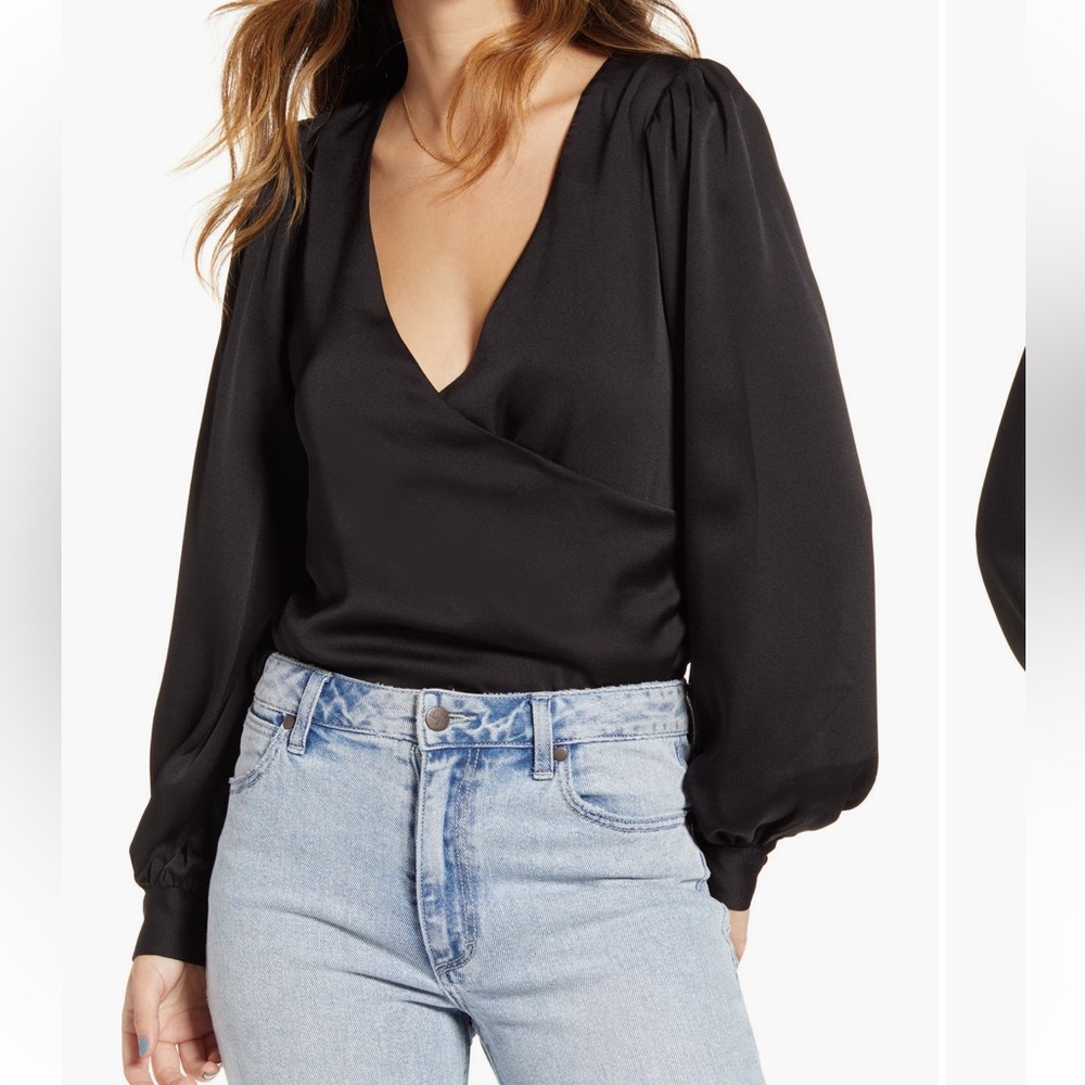 All in Favor Long Sleeve Faux Wrap V-
Neck Top - Picture 2 of 9
